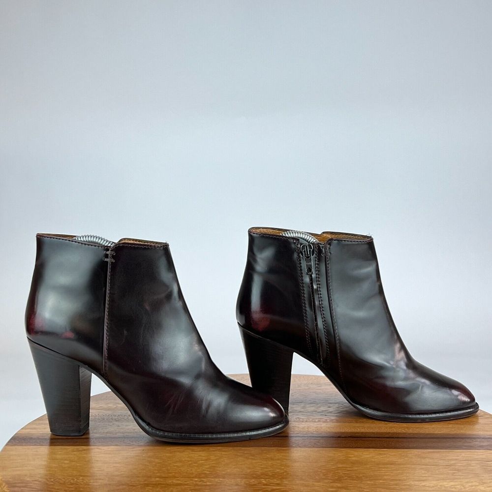 Womens Madwell Made‎ in Italy Burgundy Leather Heeled Booties Size 7 M GUC